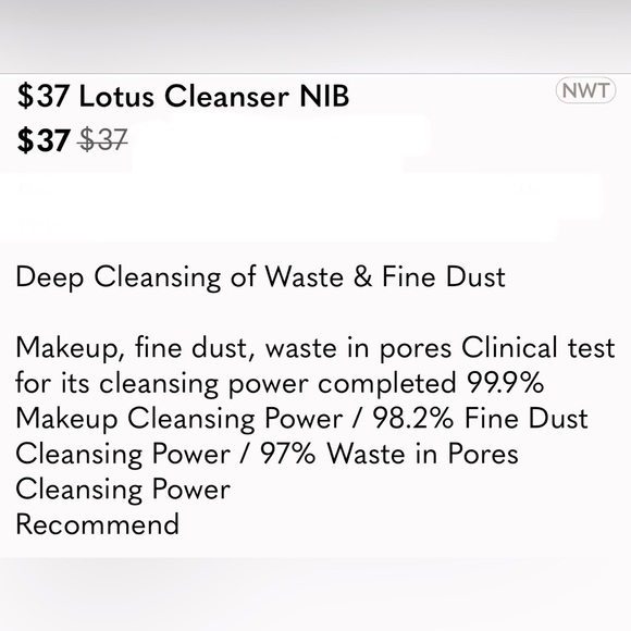 $37 Lotus Cleanser NIB
Deep Cleansing of Waste & Fine Dust
Makeup, moisturizing - Picture 9 of 9
